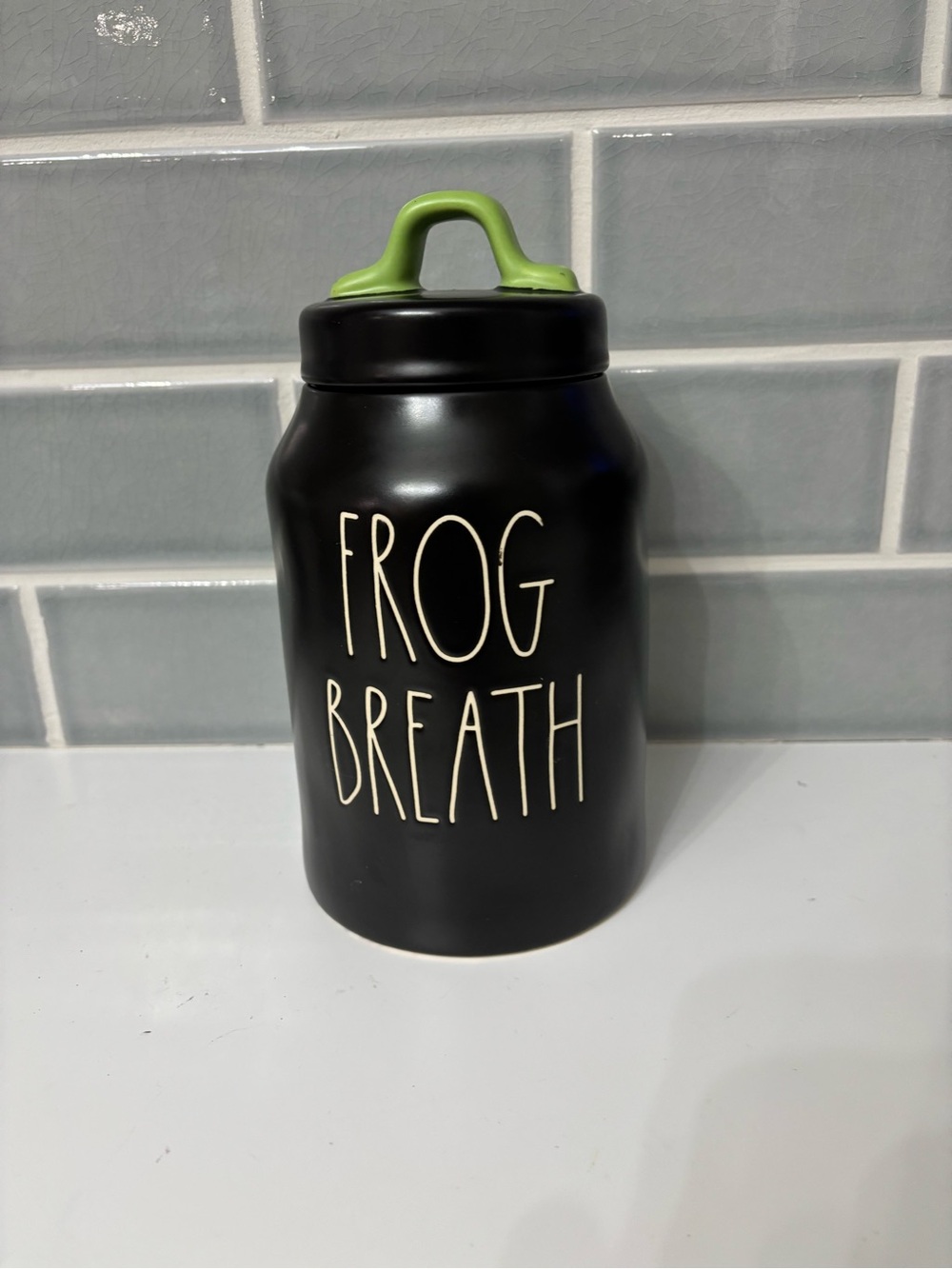 Rae Dunn Frog Breath Jar Canister Halloween Decor